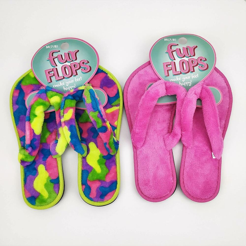 Fur Flops - 2 Pairs Size 7/8